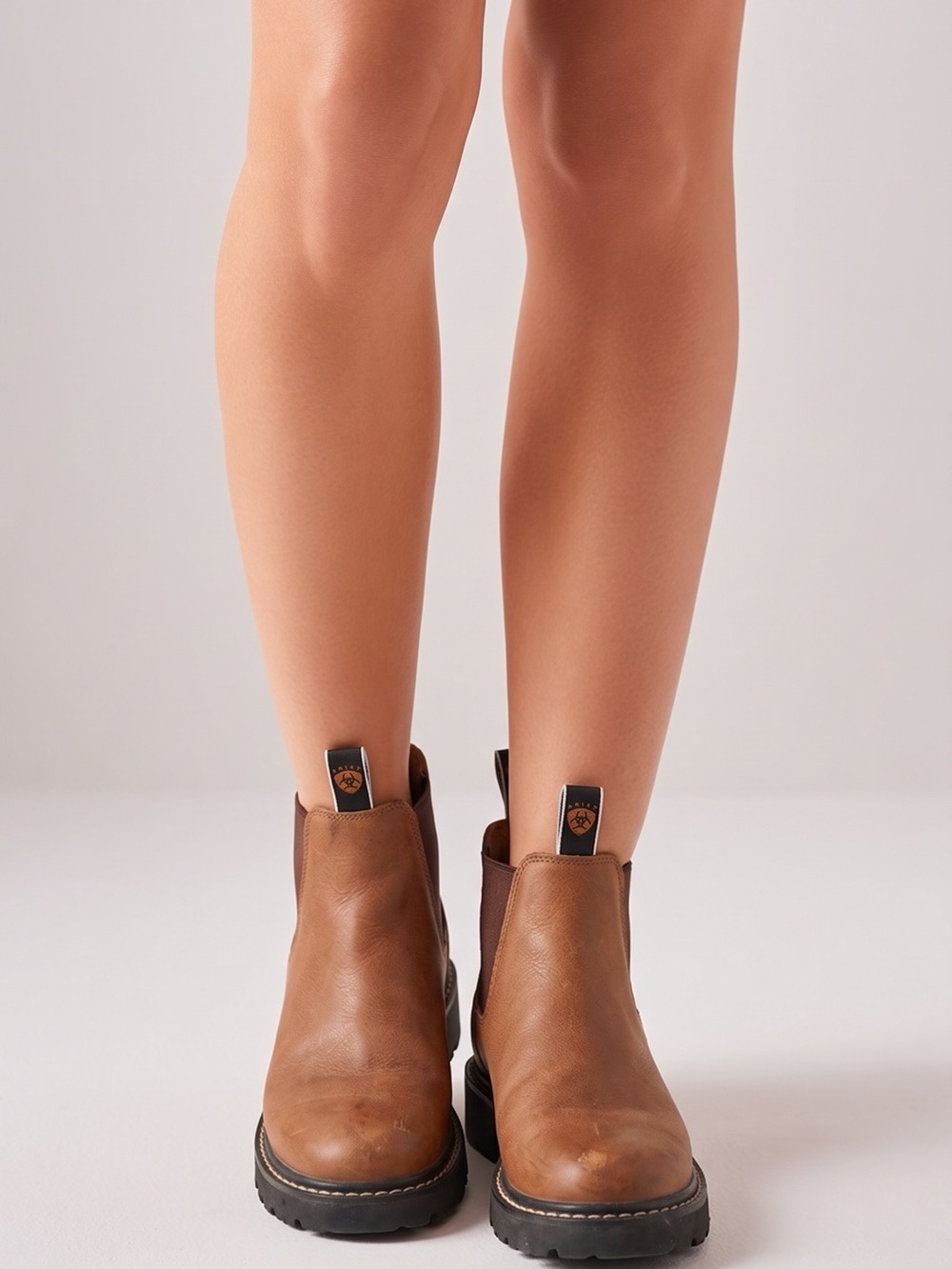 Ariat Fatbaby Chelsea Western Women's 8.5B Leather Pullon Pull Brown Ankle Boots